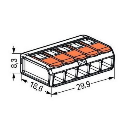 WAGO 221-415 - Κλέμα ταχείας σύνδεσης COMPACT 5x4 450V πορτοκαλί