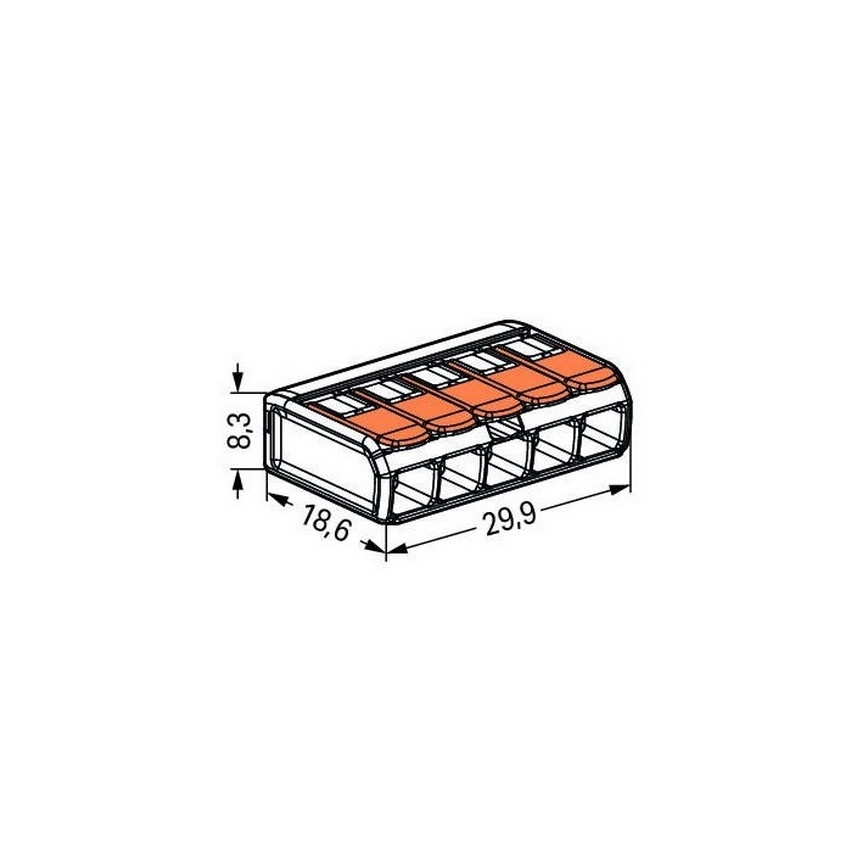 WAGO 221-415 - Κλέμα ταχείας σύνδεσης COMPACT 5x4 450V πορτοκαλί
