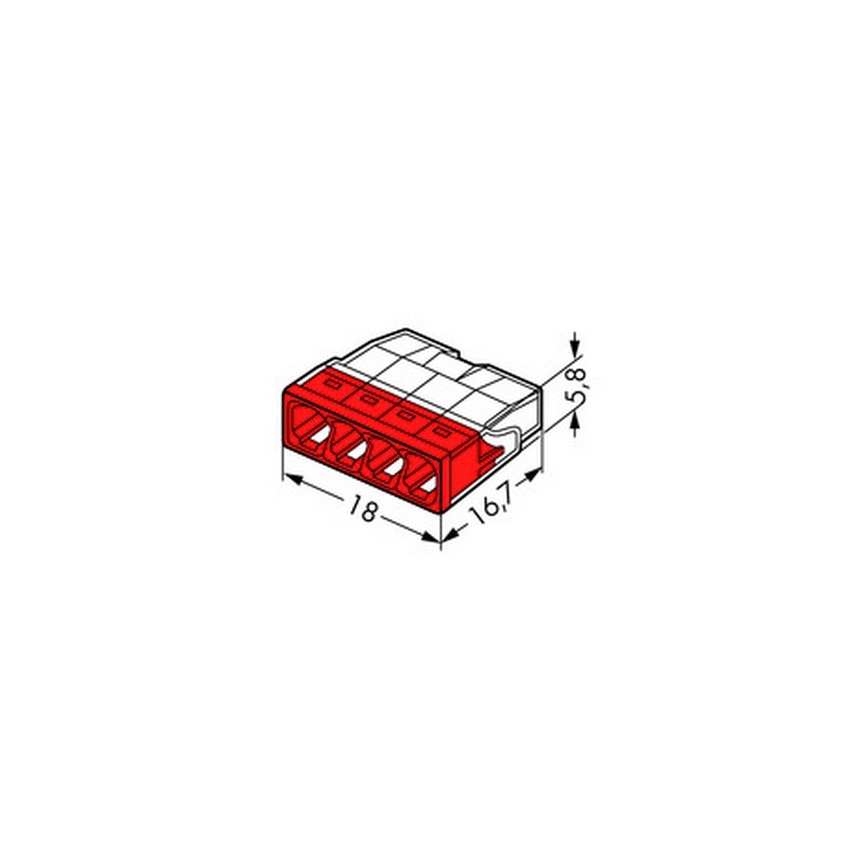 WAGO 2273-204 - Κλέμα 4 θέσεων COMPACT 4x2,5 450V κόκκινο