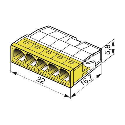 WAGO 2273-205 -  Σφιγκτήρας διακλάδωσης COMPACT 5x2,5 450V κίτρινο