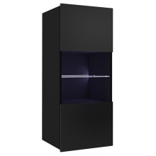 Wall cabinet με φωτισμό LED PAVO 117x45 cm γυαλιστερό μαύρο