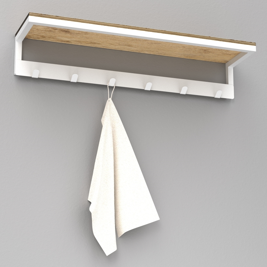 Wall towel holder με ένα ράφι 10x60 cm λευκό