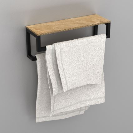 Wall towel holder με ένα ράφι 14x40 cm μαύρο