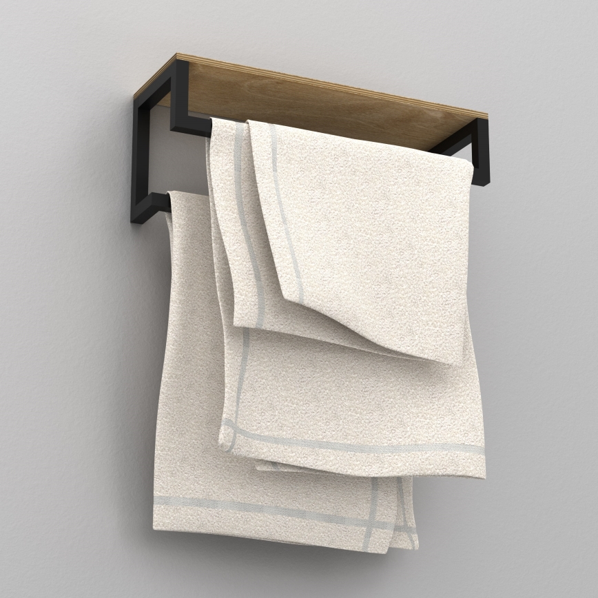 Wall towel holder με ένα ράφι 14x40 cm μαύρο