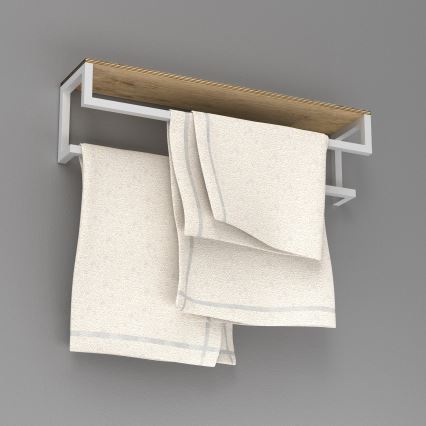 Wall towel holder με ένα ράφι 14x60 cm λευκό
