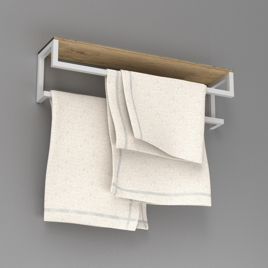 Wall towel holder με ένα ράφι 14x60 cm λευκό