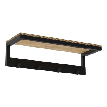 Wall towel holder με ένα ράφι 10x40 cm μαύρο
