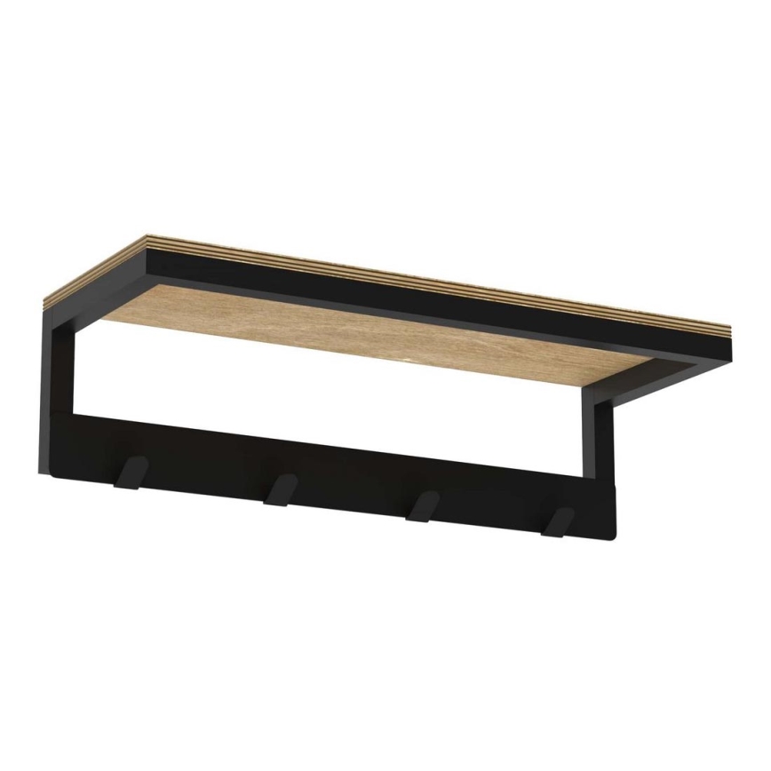 Wall towel holder με ένα ράφι 10x40 cm μαύρο