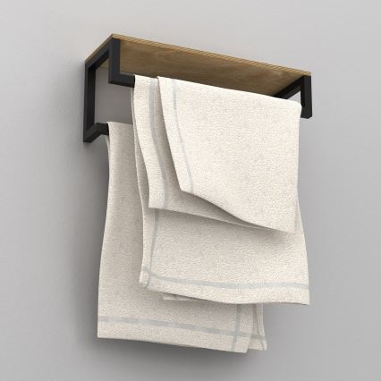 Wall towel holder με ένα ράφι 14x40 cm μαύρο