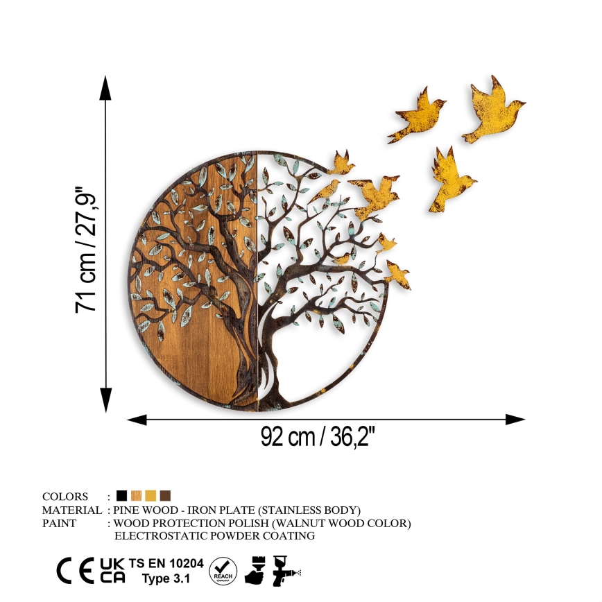 Wall διακοσμητικό 92x71 cm tree και πουλιά