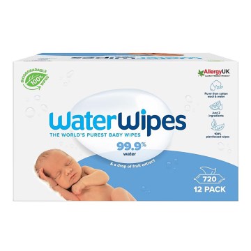 WaterWipes - ΣΕΤ 12x Μωρομάντηλα χωρίς πλαστικό 60 τμχ (720 pcs)