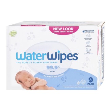 WaterWipes - ΣΕΤ 9x Μωρομάντηλα χωρίς πλαστικό 60 τμχ (540 pcs)