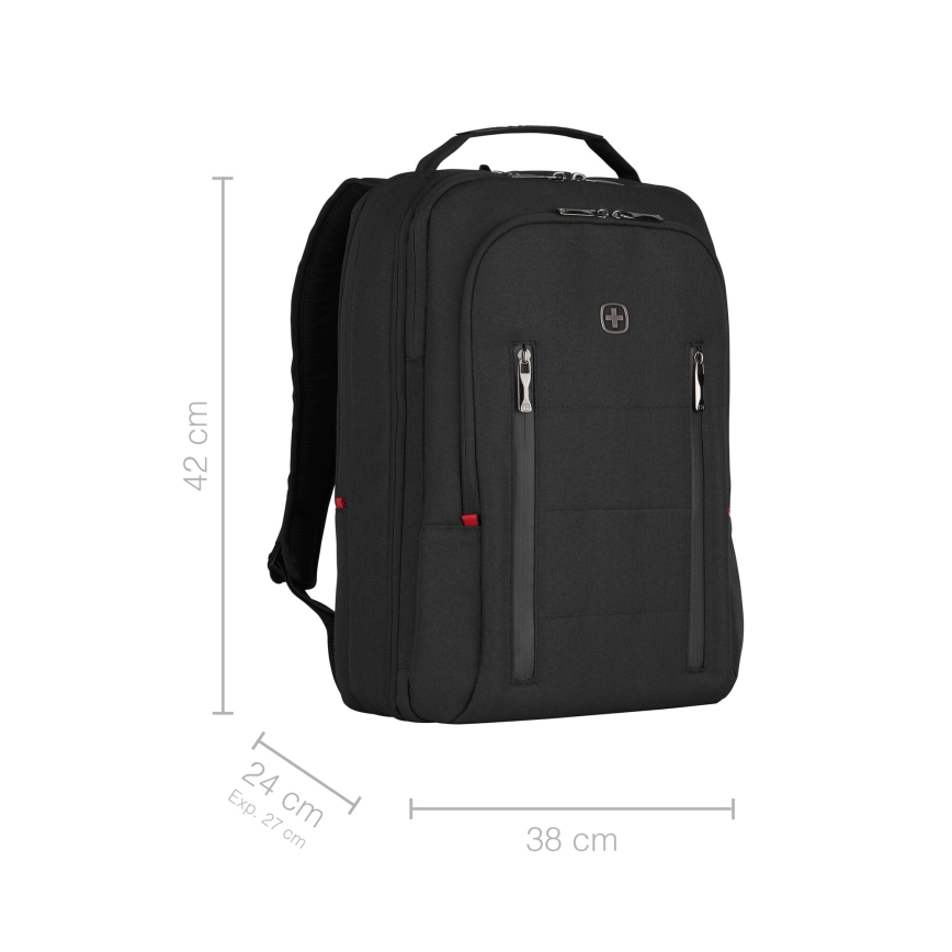 Wenger - Σακίδιο πλάτης - Backpack για Laptop 16 l 16 με θήκη για tablet 12 Πόλη Traveler μαύρο