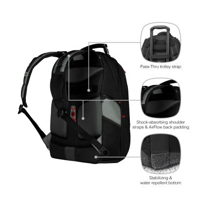 Wenger - Σακίδιο πλάτης - Backpack για laptop 25 l 17 με θήκη για tablet 12 Pegasus μαύρο/γκρι