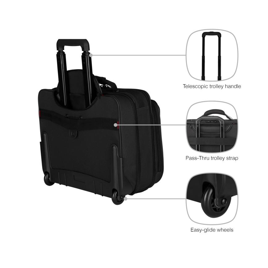 Wenger - Τσάντα τροχήλατη 29 l + θήκη laptop 15,6 Granada μαύρο