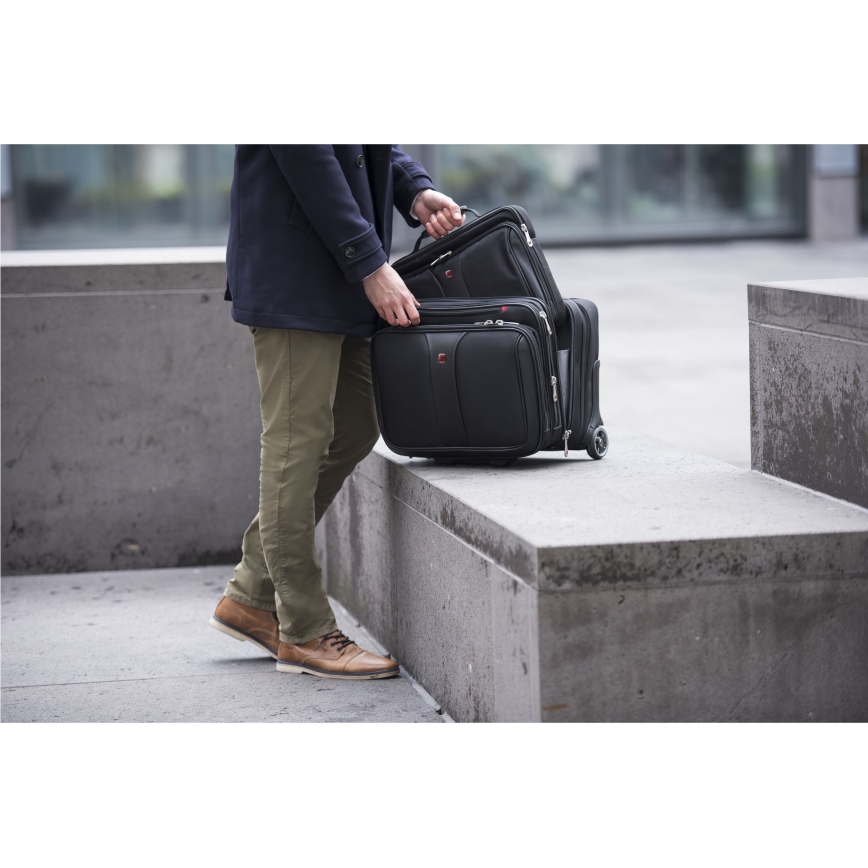Wenger - Τροχήλατη βαλίτσα ταξιδιού 25 λτ. 17 + τσάντα για φορητό υπολογιστή 15,6 Patriot μαύρο