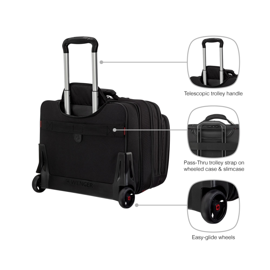 Wenger - Βαλίτσα ταξιδιού με ρόδες 25 l 17" + Τσάντα laptop με ρόδες 15,6" Patriot μαύρο