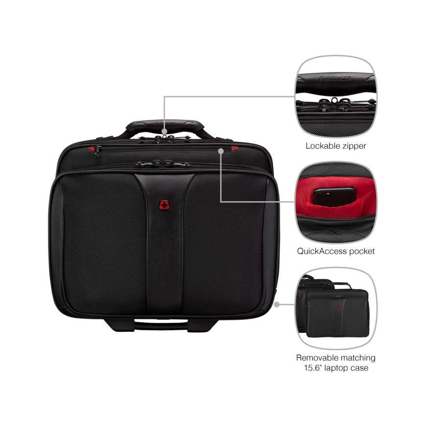 Wenger - Βαλίτσα ταξιδιού με ρόδες 25 l 17" + Τσάντα laptop με ρόδες 15,6" Patriot μαύρο