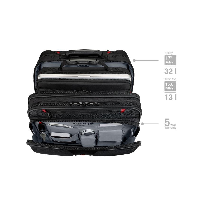 Wenger - Βαλίτσα ταξιδιού με ρόδες 25 l 17" + Τσάντα laptop με ρόδες 15,6" Patriot μαύρο
