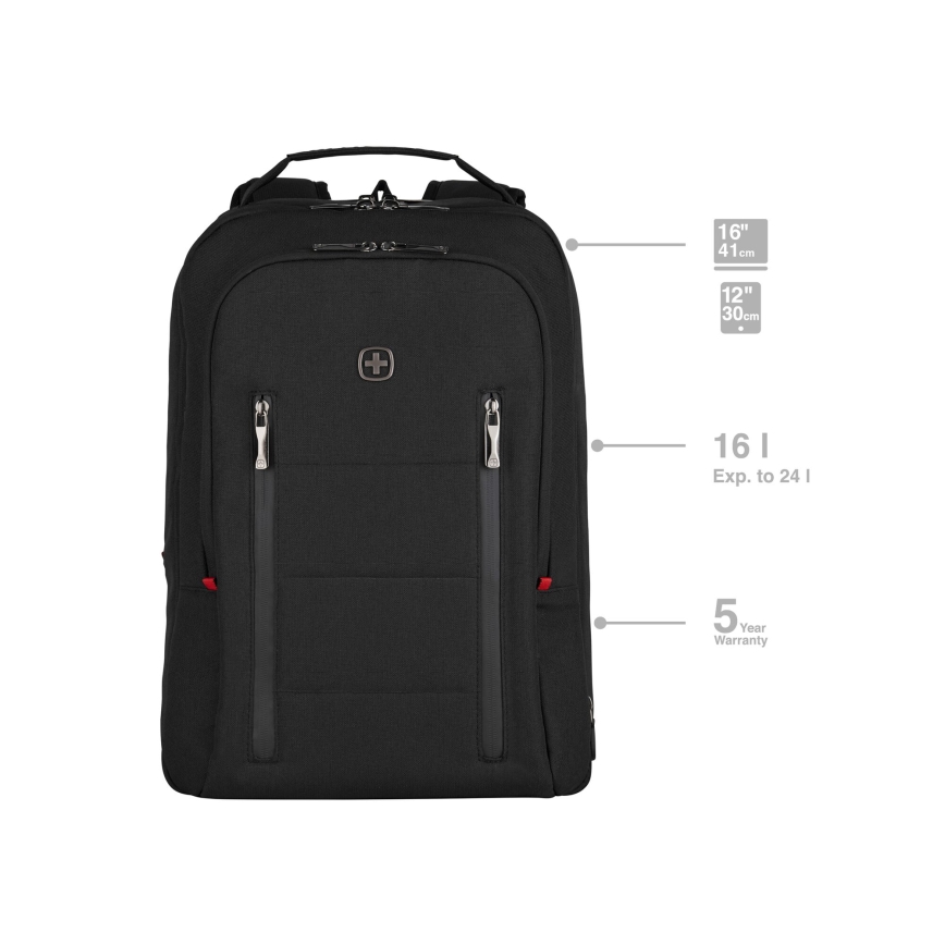 Wenger - Σακίδιο πλάτης - Backpack για Laptop 16 l 16" με θήκη για tablet 12" Πόλη Traveler μαύρο