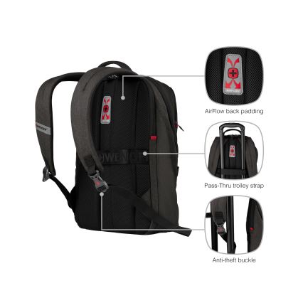 Wenger -Σακίδιο πλάτης - Backpack για Laptop 21 l 16" με θήκη για tablet 10" MX Φωτισμός μαύρο