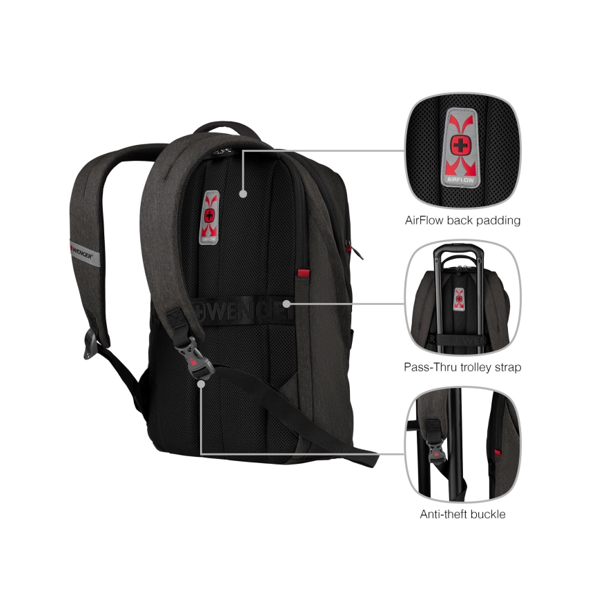 Wenger -Σακίδιο πλάτης - Backpack για Laptop 21 l 16" με θήκη για tablet 10" MX Φωτισμός μαύρο