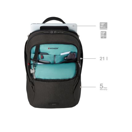 Wenger -Σακίδιο πλάτης - Backpack για Laptop 21 l 16" με θήκη για tablet 10" MX Φωτισμός μαύρο