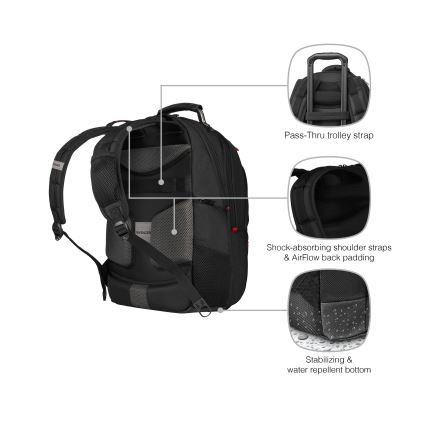 Wenger - Σακίδιο πλάτης - Backpack για laptop 25 l 16" με θήκη για tablet 10" Pegasus Deluxe μαύρο