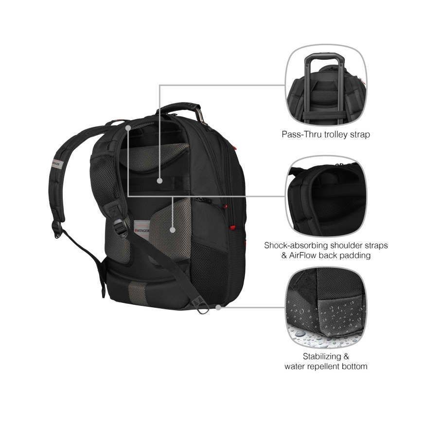 Wenger - Σακίδιο πλάτης - Backpack για laptop 25 l 16" με θήκη για tablet 10" Pegasus Deluxe μαύρο