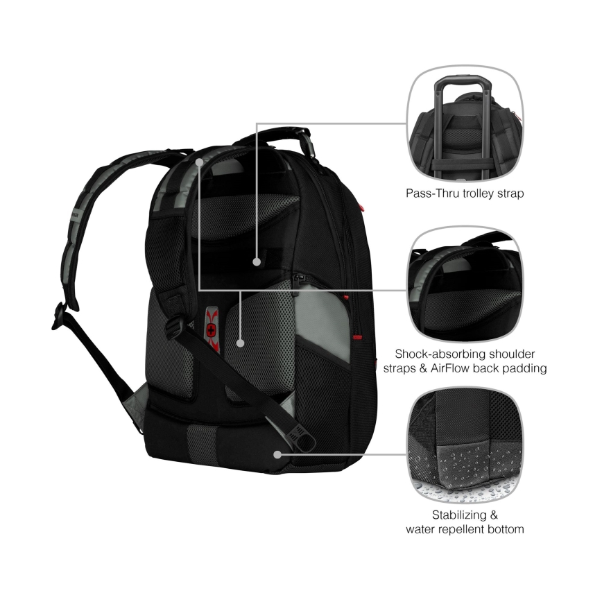 Wenger - Σακίδιο πλάτης - Backpack για laptop 25 l 17" με θήκη για tablet 12" Pegasus μαύρο/γκρι