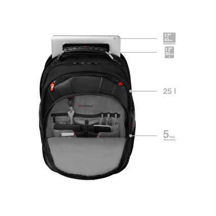 Wenger - Σακίδιο πλάτης - Backpack για laptop 25 l 17" με θήκη για tablet 12" Pegasus μαύρο/γκρι