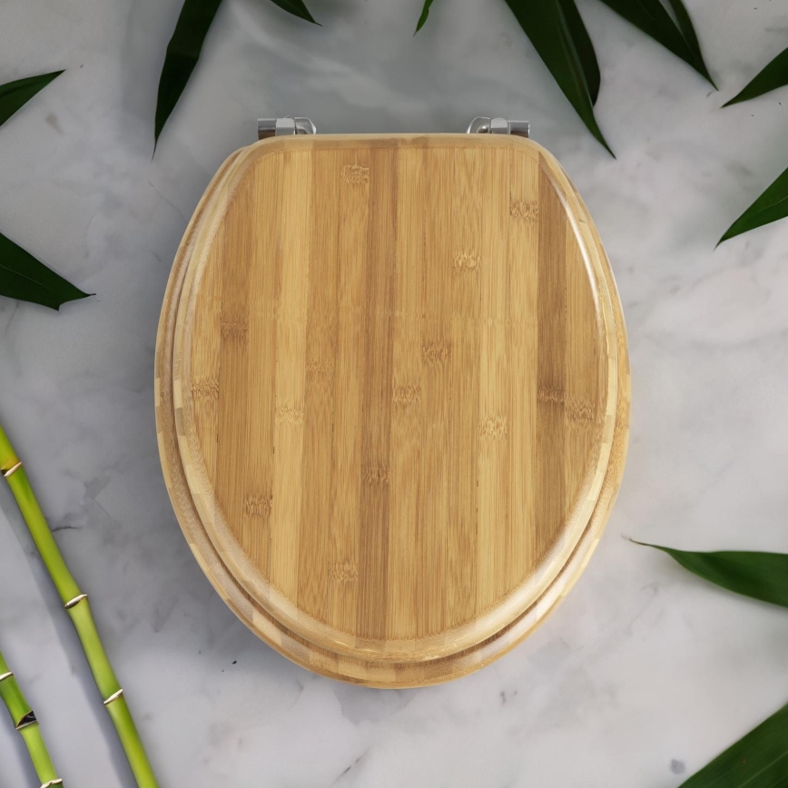 WENKO 144726100 - Κάθισμα τουαλέτας BAMBOO 34x41 cm καφέ/ασημί