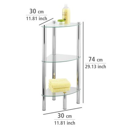 WENKO 15850100 - Ράφι YAGO 30x74 cm ανοξείδωτο/ασημί/διάφανο
