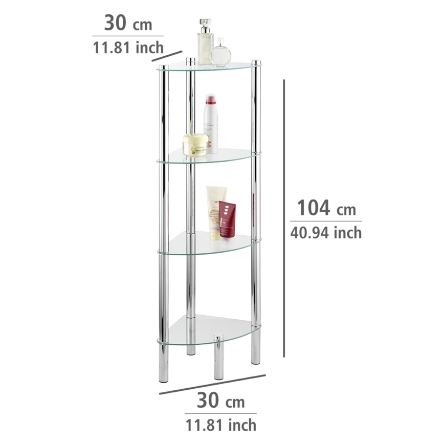 WENKO 15852100 - Ράφι YAGO 30x104 cm ανοξείδωτο/ασημί/διάφανο