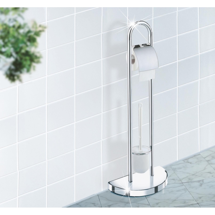 WENKO 16608100 - Βούρτσα τουαλέτας COSENZA 33x84 cm γυαλιστερό χρώμιο/σατινέ