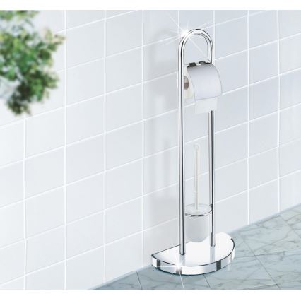 WENKO 16608100 - Βούρτσα τουαλέτας COSENZA 33x84 cm γυαλιστερό χρώμιο/σατινέ