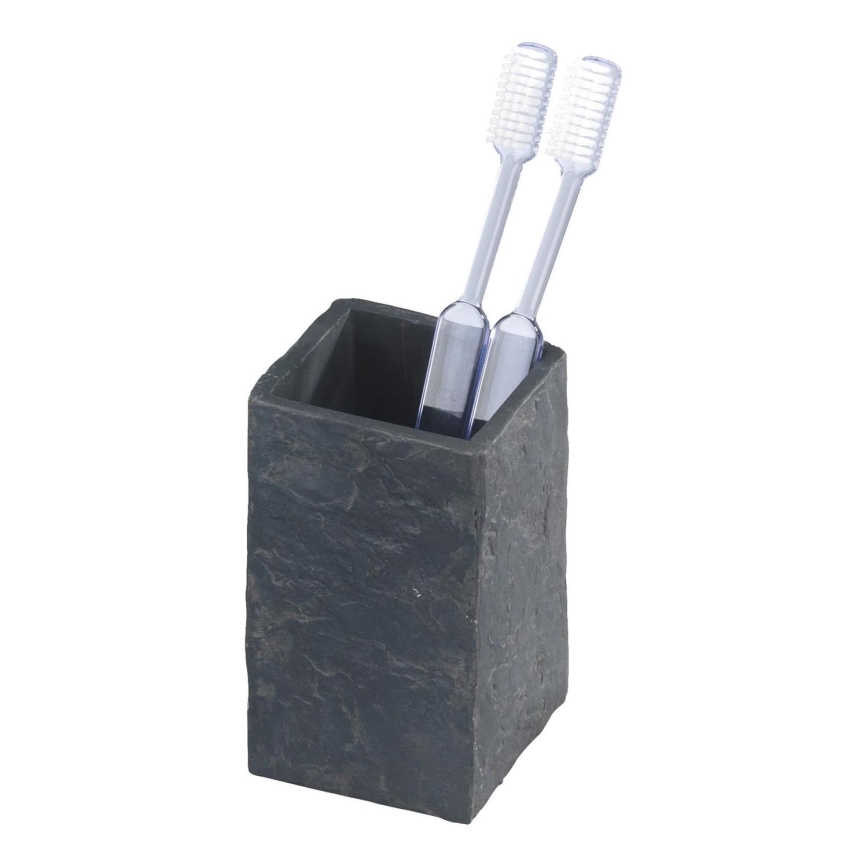 WENKO 17920100 - Ποτηράκι μπάνιου SLATE ROCK 6,4 x 10,5 εκ. ανθρακί