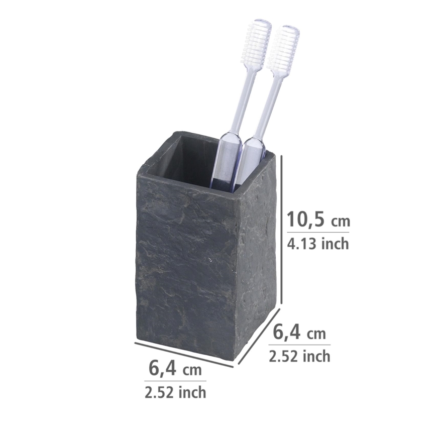 WENKO 17920100 - Ποτηράκι μπάνιου SLATE ROCK 6,4 x 10,5 εκ. ανθρακί