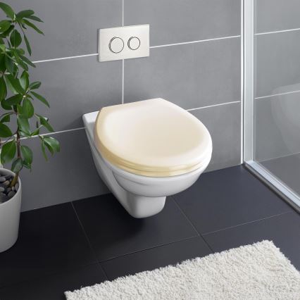 WENKO 18760100-WC Κάθισμα WC OTTANA 37,5x44,5 cm μπεζ/ασημί