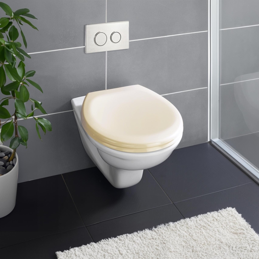 WENKO 18760100-WC Κάθισμα WC OTTANA 37,5x44,5 cm μπεζ/ασημί