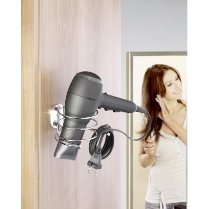 WENKO 18770100-Βάση για πιστολάκι TURBO-LOC, στρογγυλή ατσάλινη, 14x11,5 cm, γυαλιστερό χρώμιο