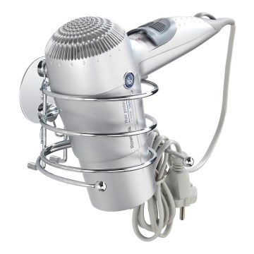 WENKO 18770100-Βάση για πιστολάκι TURBO-LOC, στρογγυλή ατσάλινη, 14x11,5 cm, γυαλιστερό χρώμιο