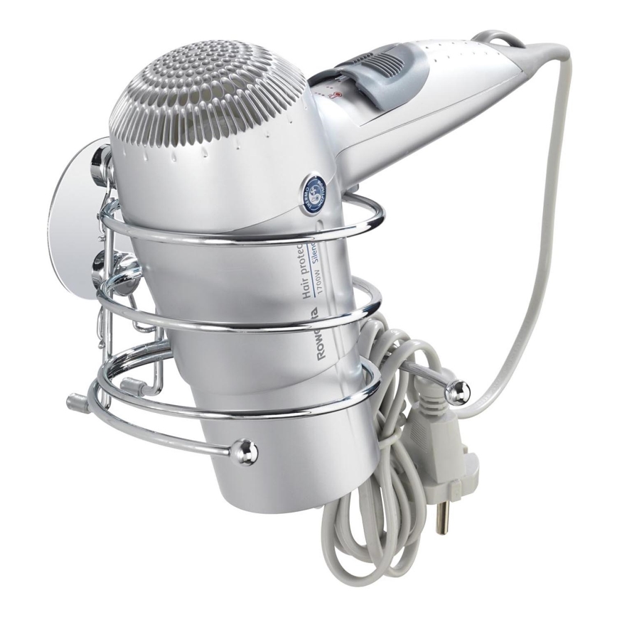 WENKO 18770100-Βάση για πιστολάκι TURBO-LOC, στρογγυλή ατσάλινη, 14x11,5 cm, γυαλιστερό χρώμιο