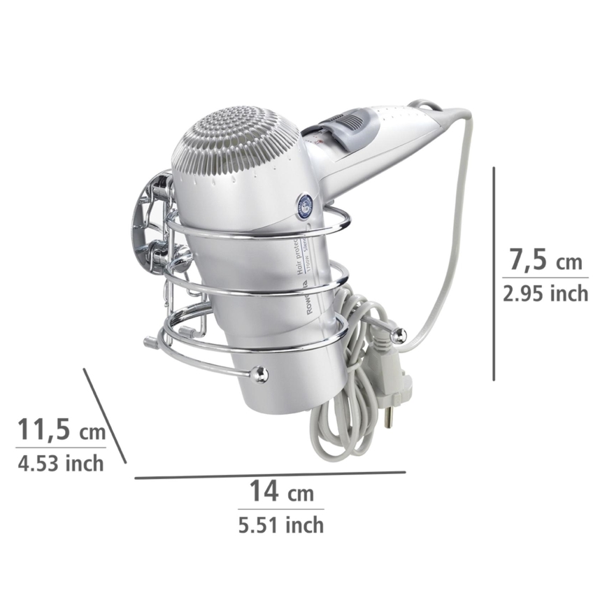 WENKO 18770100-Βάση για πιστολάκι TURBO-LOC, στρογγυλή ατσάλινη, 14x11,5 cm, γυαλιστερό χρώμιο