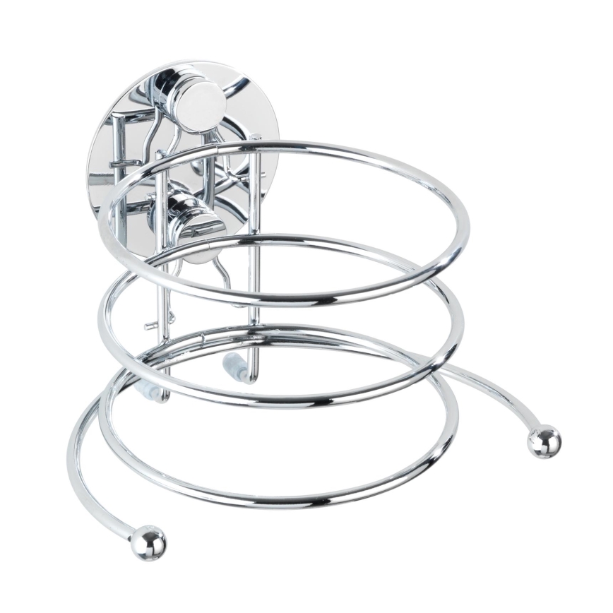 WENKO 18770100-Βάση για πιστολάκι TURBO-LOC, στρογγυλή ατσάλινη, 14x11,5 cm, γυαλιστερό χρώμιο