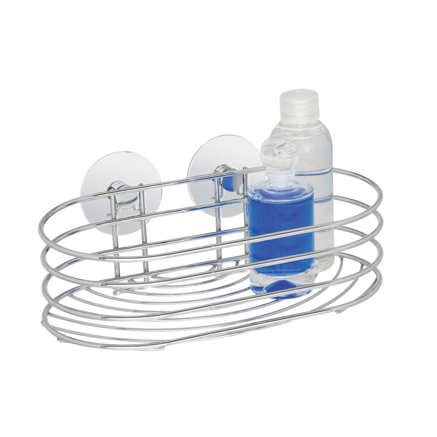 WENKO 18775100-Ράφι TURBO-LOC στρογγυλό από χάλυβα 23,5x13,5 cm γυαλισμένο χρώμιο