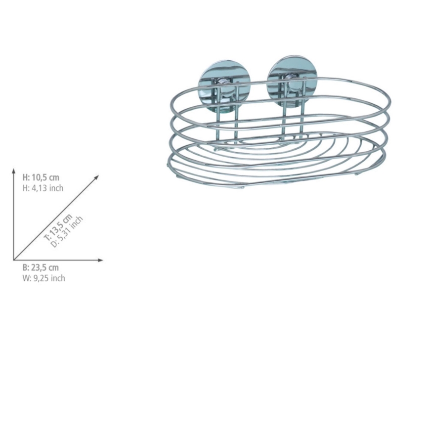 WENKO 18775100-Ράφι TURBO-LOC RUND, ατσάλι, 23,5x13,5 cm, γυαλιστερό χρώμιο
