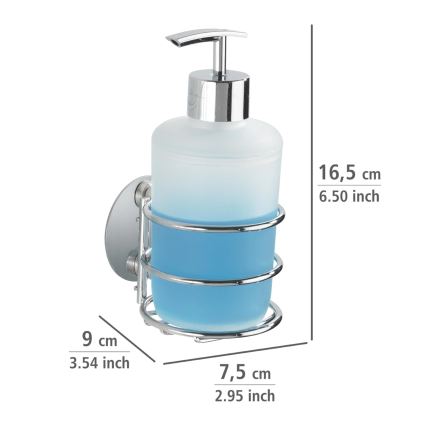 WENKO 18777100-Δοσομετρητής υγρού σαπουνιού TURBO-LOC, στρογγυλός, από ατσάλι, 7,5x16,5 cm, γυαλιστερό χρώμιο/λευκό