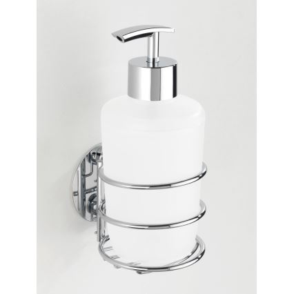 WENKO 18777100-Δοσομετρητής υγρού σαπουνιού TURBO-LOC, στρογγυλός, από ατσάλι, 7,5x16,5 cm, γυαλιστερό χρώμιο/λευκό
