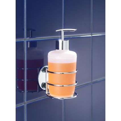 WENKO 18777100-Δοσομετρητής υγρού σαπουνιού TURBO-LOC, στρογγυλός, από ατσάλι, 7,5x16,5 cm, γυαλιστερό χρώμιο/λευκό